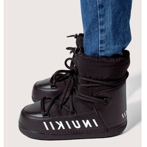 Inuikii Black Winter Rain Boots with White Logo